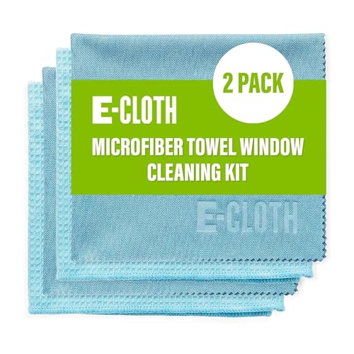 E-Cloth Microfiber Window Cleaning Cloth Kit - Glass Cleaning Cloth for Windows, Mirrors, Cars, Lenses, Eyeglasses, & More, Streak Free Clean, Machine Washable Reusable Towel - Alaskan Blue (2 Kits) - color: Alaskan Blue, size: 2 Kits