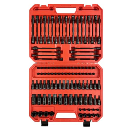 EACELIY 107PCS Bit Socket Set,1/4”,3/8 & 1/2” Drive Bit Socket Set,Torx/Extra Long/Tamper Proof/Hex/Ball End Hex,S2 Alloy Steel & CR-V,SAE&Metric - size: 107PCS