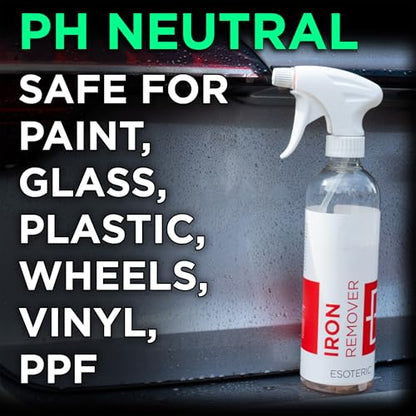 ESOTERIC Iron Remover Decontamination Spray 1 Gallon, Easy to Use, Iron Remover Car Detailing Supplies, Activates Red, Low Odor, Removes Iron Brake Fallout, Perfect for Your Car Detailing Kit - size: 1 Gallon