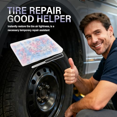 100PCS Car Screw in Tire Plug Kit with Screwdriver,3 Sizes of Car Screw Tire Plugs as Tires Repair Kit for Repair Work,Self-Service Tubeless Tires Repairs Screws Kits