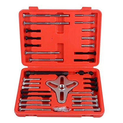 DAYUAN 46Pcs Harmonic Balancer Puller Set, Flywheel Steering Wheel Puller | Gear Puller Yoke Crankshaft Pulley Puller，30 Bolts，Heat-Treated Alloy Steel Yoke，Floating Swivel，For 2 & 3-Hole Applications