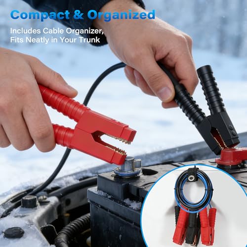 HiFind 8 Gauge Jumper Cables 8 FT for Car Battery, 8 AWG Heavy Duty Long Automotive Booster Wire, 600 Amp Emergency Starting Cable for Cars SUV Truck Vans RV With Alligator Clamps, Carrying Strap - size: 8FT, style: 8 Gauge