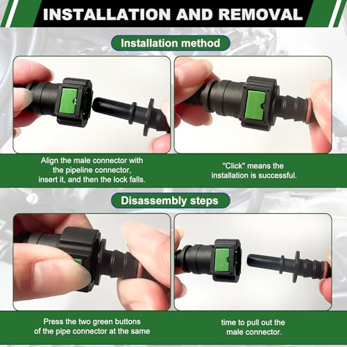 Fuel Line Quick Connect Set, 4 Sets Fuel Line Hose Quick Release Connect Fittings Include Straight Pipe Connector SAE 7.89mm to ID 6mm - color: 4 Sets Fuel Line Quick Connect SAE 7.89mm to ID 6mm