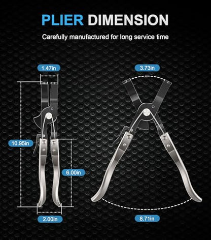 Piston Ring Compressor Tool Set 940387 with Compression Plier and 6 Piston Rings from 2-7/8" to 4-3/8", Used for Car Engine, Vehicle Maintenance Clamps, Ratchet Pliers, Storage Case