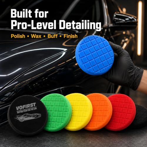 8 PCS 5.5 Inch Buffing Pads, Polishing Pad Kit with Foam Sponge Pad and Wool Buffing Pad for Car Buffer Polisher, Cutting, Compounding and Waxing - size: 5.5 - Inch