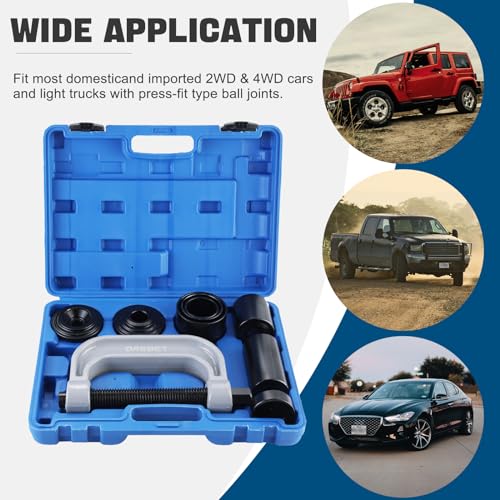 DASBET Ball Joint Removal Tool Kit | Ball Joint Press & U Joint Removal Kit Heavy Duty Ball Joint Press Fits Most 2WD and 4WD Cars Light Trucks 10PCS Ball Joint Service Tool Bushing Press Kit (Blue) - color: Blue