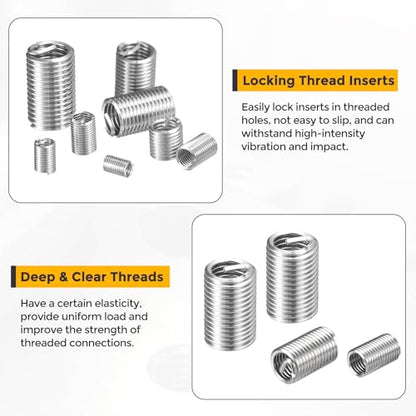 HARFINGTON 20pcs Wire Thread Repair Inserts M8 x 1.25 x 2.5D (20mm) Metric 304H Stainless Steel Helical Coiled Wire Screw Threaded Sleeve Sheath for Automotive Repairs - size: M8 x 1.25 x 2.5D