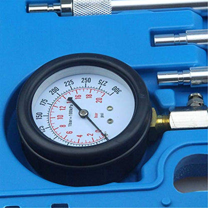 AUTO Tools Petrol Gasoline Engine Cylinder Compression Tester Kit with M10 M12 M14 M16 M18