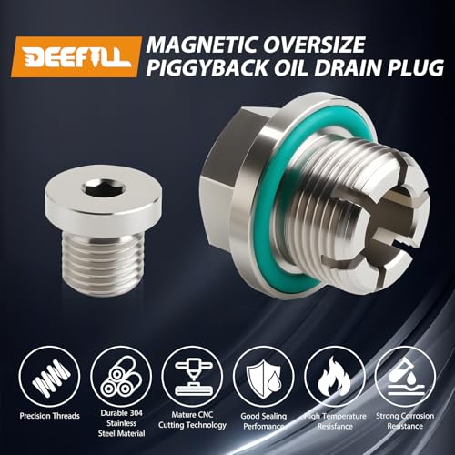 M22.1-1.5 x 15mm Oversize Piggyback Oil Drain Plug, Stainless Steel Self Tapping Oil Pan Thread Repair Kit - size: M22.1-1.5 x 15mm