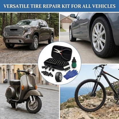 Tire Repair Nails with Case & Maintenance Tools,78Pcs Tire Repair Rubber Nails Kit for Car, Motorcycle, Bike, ATV, Truck