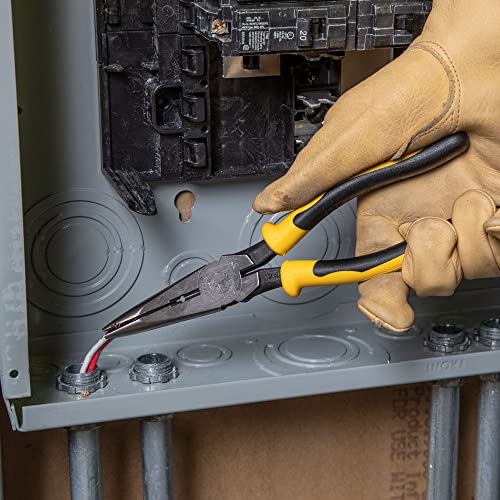 Klein Tools J203-8N Long Nose Side-Cutter Stripping Pliers, Induction Hardened and Heavier For Increased Cutting Power, 8-Inch - style: Side Cutters w/Stripping