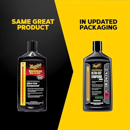 Meguiar’s Mirror Glaze M105 Ultra-Cut Compound, Car Rubbing Compound for Removing Scratches and Heavy Swirls While Adding Shine, Safe and Effective on All Glossy Car Paint and Clear Coats, 8 oz - size: 8 Oz, style: Ultra-Cut Compound