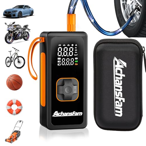 Portable Air Compressor, 48s Fast Inflation, Cordless with Dual Power Supply, 150 PSI Tire Pump with Digital Gauge, Long Runtime & Storage Case for Car, Truck, Bike, Ball - color: Orange