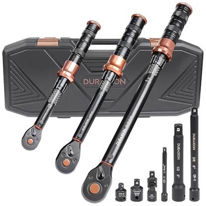 Torque Wrench Set 1/4 3/8 1/2-Inch Drive 20-240in.lb 5-50&10-170ft.lb | Dual Range Scales ±3% Precision 72 tooth Dual-direction Torque Wrenches for Bike Motorcycle Car and Truck Maintenance - size: 【1/4 3/8 1/2-Inch DR.20-240IN.LB,5-50,10-170FT.LB】