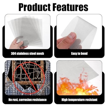 2Size Welding Mesh, 10Pcs Reinforcing Stainless Steel Wire Mesh Screen for Thermoplastic Repairs Silver Plastic Wire Meshes Weld Kit for Plastic Welding Car Repairing, 5.9x7.9inch&2.0x5.9inch