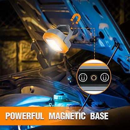 EverBrite Rechargeable Portable Magnetic Led Work Light, 1000 Lumen Super Bright Cordless Light for Car, Camping, Outdoors, Emergency & Job Site Lighting, 4 Modes, Orange Gray