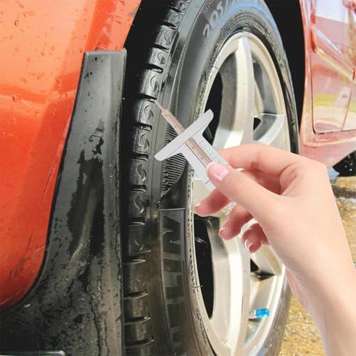 Cabilock Tire Depth Gauge Tool Portable and Replacement 2pcs for Car Tire Tread Measurement Stainless Steel Markings User-Friendly Design