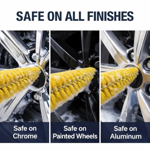 HI-TECH Wheel Spoke Brush for Rims & Wheels - Cone Shape for Cleaning Crevices & Hard-to-Reach Areas, Chemical Resistant, Safe on All Finishes - 1 Pack