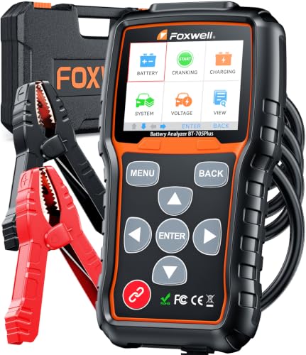 FOXWELL BT705 Plus Car Battery Tester 24V 12V Load Tester, 100-2000CCA Automotive Starter Alternator Tester, Digital Cranking Charging System Tester for Car Truck Marine Heavy Duty, Upgraded BT705