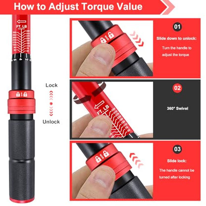 ATsafepro 3/4 Torque Wrench,3/4 Drive Torque Wrench-30-350 Ft-Lb(40.7-474.3Nm) Dual Scales,Precision Instruments Torque Wrench Pre-Calibrated Accuracy+-3%,48-Tooth Dual-Direction for Auto & Machinery - style: 3/4" 30~350 FT.LB Torque Wrench
