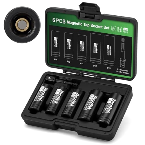 TecoTek 6PCS Magnetic Large Tap Socket Set, 1/2" Drive Square Drive Tap Handle Tool, Tap Sockets Fit 5/8", 11/16", 3/4", 7/8" and 1" Taps Manufactured to M.C.T.I. Standards - size: Large Magnetic Tap Socket