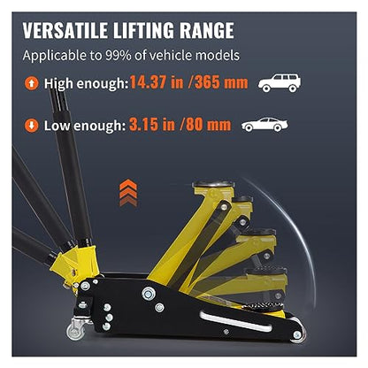 Hydraulic Ram, Car Jack 1.5-3 Ton Floor Aluminum&Steel Racing W/Single Pistons Quick Lift Pump Tire Chan Lifting Repair Tool(2.5 Ton) - size: 2.5 Ton