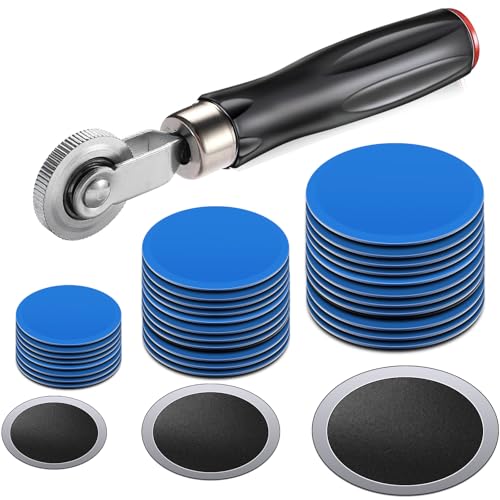 90 Pieces Tire Patches 32mm/42mm/58mm with Tire Patch Roller, Tube Patch Repair Kit, Tire Patch Kit Heavy Duty for Car, Truck, Motorcycle & Bike