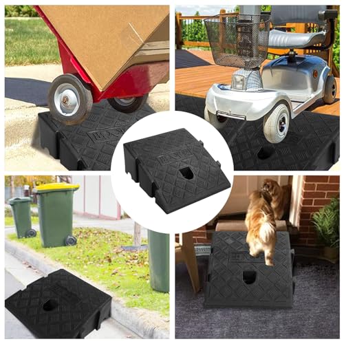 CertBuy 5 Inch Rise Curb Ramp 2 Pack, Portable Plastic Driveway Curb ramps, Threshold Ramps Set for Loading Dock, Driveway, Sidewalk for Scooter, Wheelchair, Car, Truck, Motorcycle, Dolly