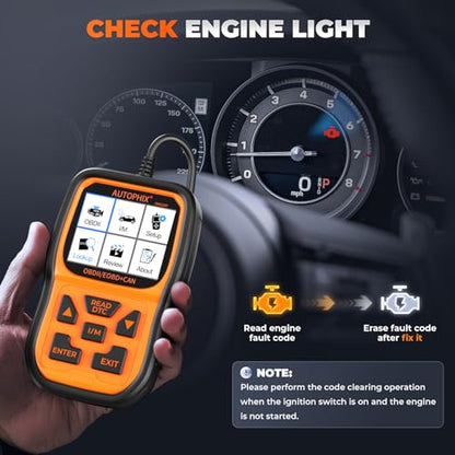 AUTOPHIX OM126P OBD2 Scanner, Check Engine Light Code Reader, Car Code Scanner for Automotive Diagnostic, Read & Clear Fault Code, Pass Smog Test, Live Data, for All US Cars After 1996 - color: Orange