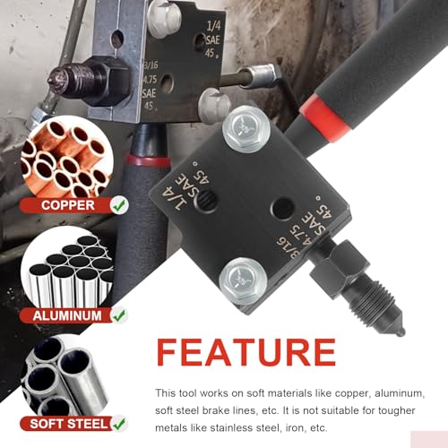 Low Profile Brake Line Single/Double Flaring Tool with Case 33260 for Creating Single or Double Flares on 3/16" / 4.75mm and 1/4" Tubing