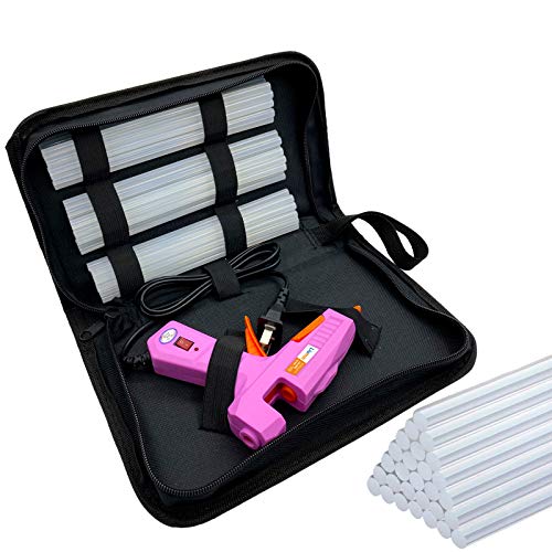 Liumai Hot Glue Gun Kit with 30pcs Glue Sticks, Mini Hot Melt Glue Gun with Carrying Case for Crafts, School DIY Arts, and Home Repair (30Watts, Pink) - size: Small