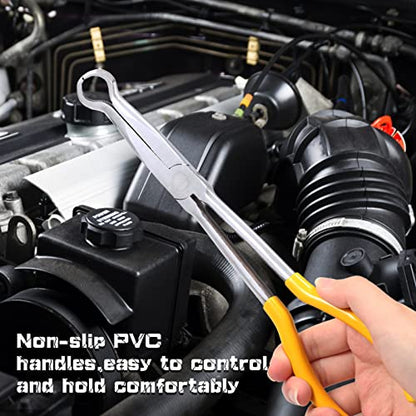 11-Inch Long Reach Hose Grip Pliers With Serrated Ring Nose for Spark Plug Removal, O-Shape Tip for Hard to Reach Narrow Spaces & Limited Clearance Areas - style: Hose grip pliers