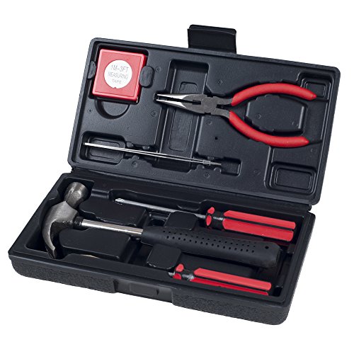 Stalwart - 75-HT1007 Household Hand Tools, Tool Set - 6 Piece by , Set Includes – Hammer, Screwdriver Set, Pliers (Tool Kit for the Home, Office, or Car) Black - color: Red