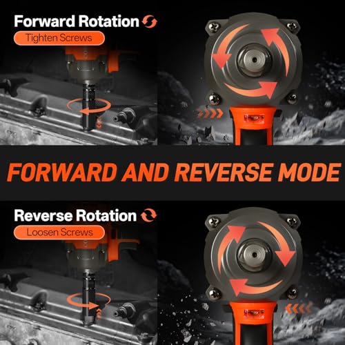 COMOWARE 650N.m (480 ft-lbs) Cordless Impact Wrench, 1/2" Brushless High Torque Impact Gun, 20V 4.0Ah Battery & Fast Charger, 6 Sockets w/case, 3-Speed Control (0-3000RPM), Gift for Dad
