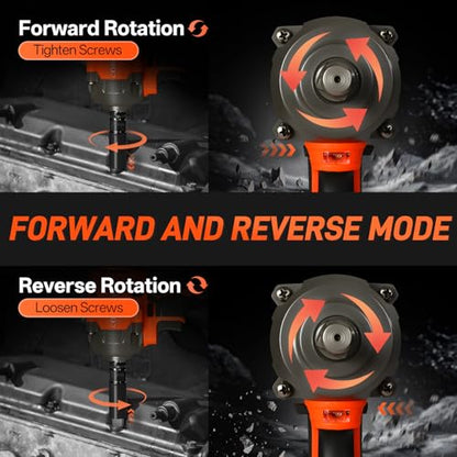 COMOWARE 650N.m (480 ft-lbs) Cordless Impact Wrench, 1/2" Brushless High Torque Impact Gun, 20V 4.0Ah Battery & Fast Charger, 6 Sockets w/case, 3-Speed Control (0-3000RPM), Gift for Dad