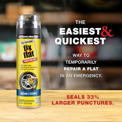 Fix-A-Flat S60420-6PK Aerosol Emergency Flat Tire Repair and Inflator, for Standard Tires, Eco-Friendly Formula, Universal Fit for All Cars, 16 oz. (Pack of 6) - size: 16oz 6pk