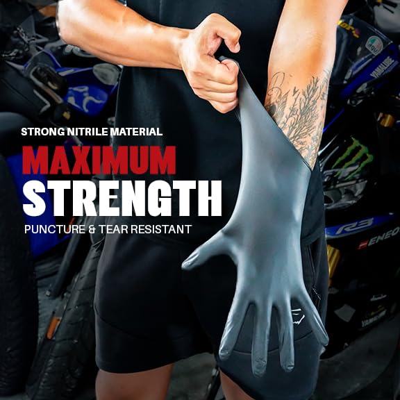 London Labs Heavy Duty 6 Mil Black Nitrile Gloves - Disposable, Latex & Powder Free | Mechanic, Food Prep & Tattoo | Rubber Gloves for Cooking, Cleaning & Household |Bulk Case of (1000) - size: Small