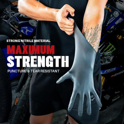 London Labs Heavy Duty 6 Mil Black Nitrile Gloves - Disposable, Latex & Powder Free | Mechanic, Food Prep & Tattoo | Rubber Gloves for Cooking, Cleaning & Household |Bulk Case of (1000) - size: Small