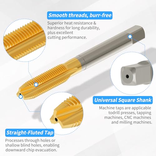 Tap and Drill Bit Set, M8x1.25 Tap + 6.8mm Drill, Titanium Coated | For M8x1.25 Thread Tapping and Drilling, Ti Coated Tap and Twist Drill Combo for Industrial Mechanics Metalworking - size: M8*1.25 + 6.8mm