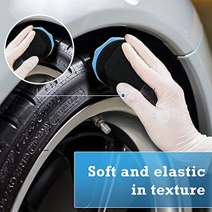 3 Pieces Tire Shine Applicator Pads - Dressing Sponge Foam Gel Wet Car Detailing Reusable Cleaning Supplies (Black, Red, Blue, 3.15 Inch) - color: Black, Red, Blue, size: 3.15 Inch