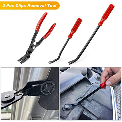 GOOACC 19Pcs Trim Removal Tool Set with Storage Bag | Fastener Clip Removers Auto Plastic Trim Tools Upholstery Pliers & Terminal Tools for Car Panels Audio Systems Red - color: Red