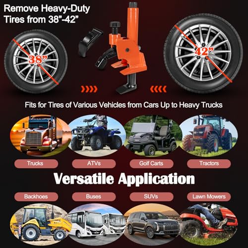 Manual Tire Bead Breaker with Rubber Pad Protector, 38"-42" Tires Changer Tool, Heavy-Duty Tire Bead Removal Tool Fits for Tires of ATVs, UTVs, Tractors, Trucks, Cars, RV, Golf Cart, Bus, Motorcycles