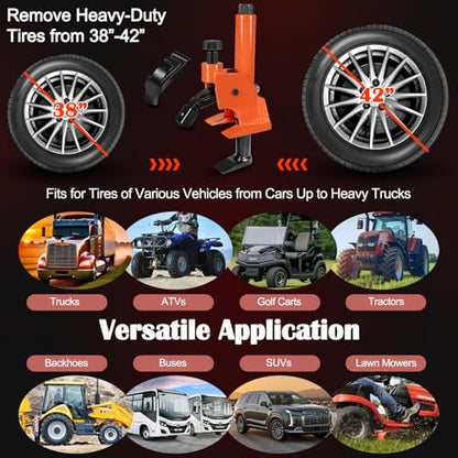 Manual Tire Bead Breaker with Rubber Pad Protector, 38"-42" Tires Changer Tool, Heavy-Duty Tire Bead Removal Tool Fits for Tires of ATVs, UTVs, Tractors, Trucks, Cars, RV, Golf Cart, Bus, Motorcycles