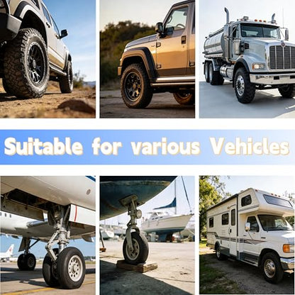 Goshen Sun- Heavy Duty Rubber Wheel Chocks with Reflective Strips,4-Piece (8.25x4.5x4 Inch),All-Weather, Non-Slip,Wear-Resistant & Portable Parking Security for Airplan, RV, Trailer (2-Pair, Yellow)