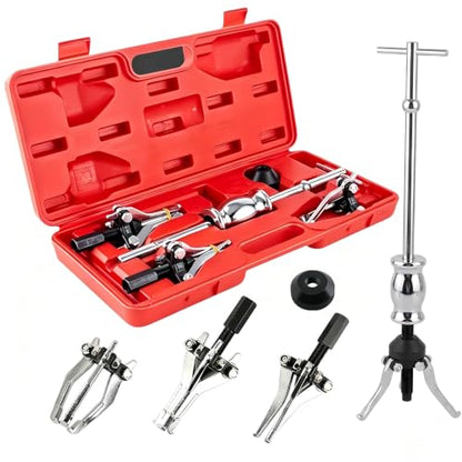 RQG 3 Jaw Slide Hammer Bearing Puller Set, External Internal Bearing Puller | 40CR Steel Pulley Wheel Bearing Removal Tool Gear Puller with Storage Case for Gears Pulleys, 3LB Weight