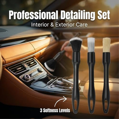 8PCS Car Detailing Kit Boars Hair Brush 160g Reusable Gel Auto Home Use | Scratch-free soft microfiber cloths, big capacity gel, complete car care set, ideal gift for all car lovers