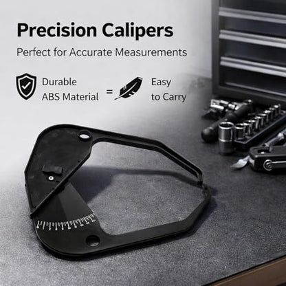 Car Wheel Balancer Caliper, ABS Plastic Rim Width Measuring Tool, Tire Scale Black - Durable Construction, Easy Read Scale, Portable for Automotive Repair
