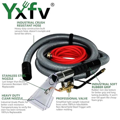 25ft Extractor Hose Kit, Shop Vac Attachment | Fits standard 2" shop vacs, 25ft flexible hose + stainless tool, for carpet/upholstery/car interior deep cleaning.