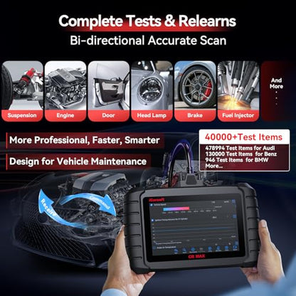 iCarsoft Bidirectional Scan Tool CR Max OBD2 Diagnostic Scanner for Most Vehicles Full System 50 Resets All Active Tests ECU Coding Battery Registration Lifetime Free Updates CAN FD Supported - size: 7'' Large