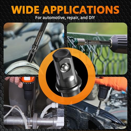 Mellbree Impact Socket Adapter, 4 Pack 1/4 Inch Drill Socket Adapter for Impact Driver/Drill, Automotive DIY, Extension Socket Bits, Handle Nut Driver and Drills - size: 1/4 to 1/4in